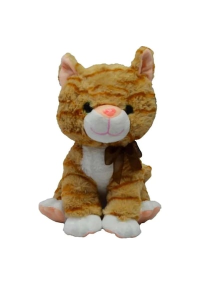 Miyavlayan Tekir Peluş Sesli Kedi 28 Cm Kedi Sesi Çıkaran Bal Rengi Turuncu