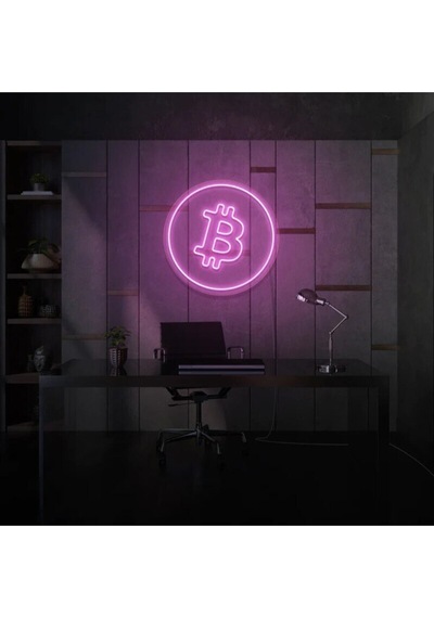 Bitcoin Logo Neon Tabela Pembe