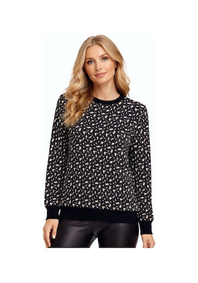 Gürkan Kadın Leopar Desen Triko Kazak Bgl-st05287 Füme
