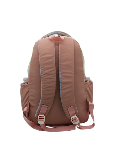 Günlük Sırt Çantası Unisex Çok Bölmeli Okul Çantası 2601 Bej-pudra Çok Renkli