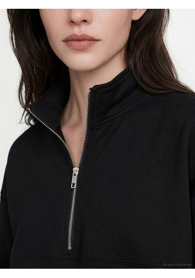 Lcw Comfort Siyah Dik Yaka Soft Touch Kadın Sweatshirt