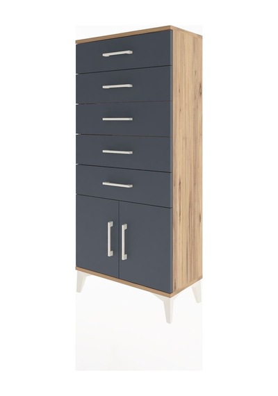 Arges Dolap 5 Raflı 2 Kapaklı 60x30x134 Çam-antrasit Çam Arges Dolap 5 Raflı 2 Kapaklı 60x30x134 Çam-antrasit Çam