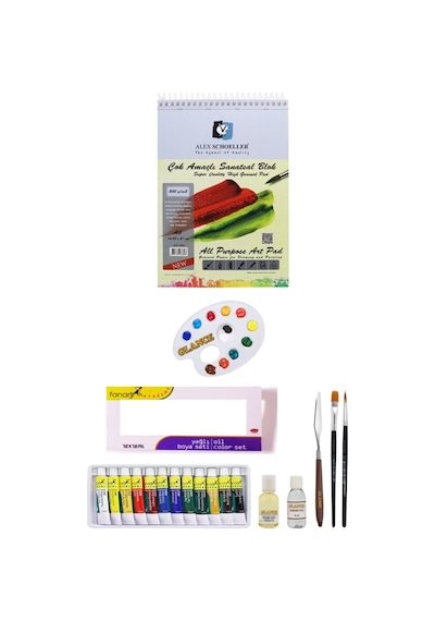 Alex Schoeller Çok Amaçlı Sanatsal Blok 200gr 25x35cm Daler Rowney Simply Yağlı Boya Seti 12x12 Ml