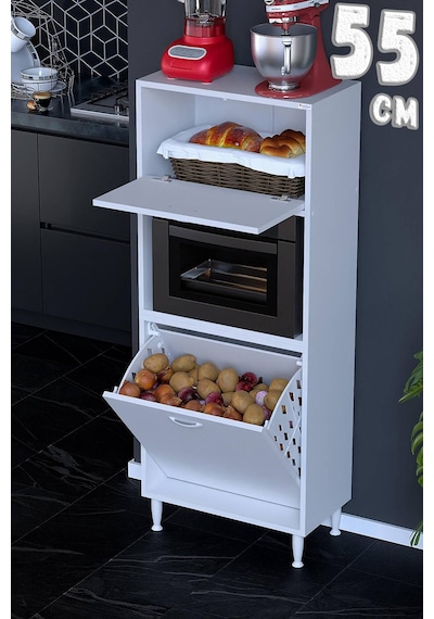 Mayra 55 Cm Çok Amaçlı Kiler Dolabı Mutfak Banyo Düzenleyici Tek Sepetli Fırın Bölmeli 55x150x32cm Beyaz Mayra 55 Cm Çok Amaçlı Kiler Dolabı Mutfak Banyo Düzenleyici Tek Sepetli Fırın Bölmeli 55x150x32cm Beyaz