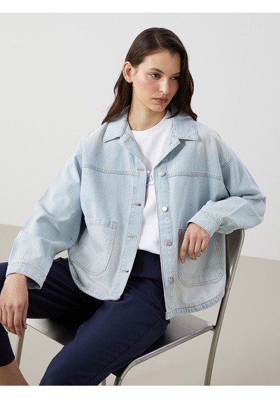 Lcw Vision İndigo Oversize Kadın Jean Gömlek Ceket