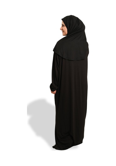 Hürrem Bone 2 Parça Namaz Elbisesi Viskon Düz 2504 01 Siyah