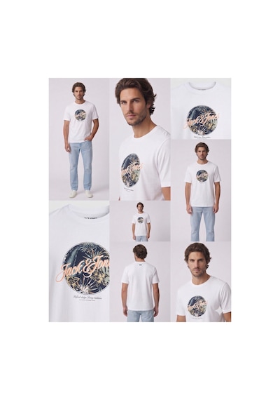 Jack & Jones Jjhonolulu Shape Erkek Beyaz Tişört 12288088 White