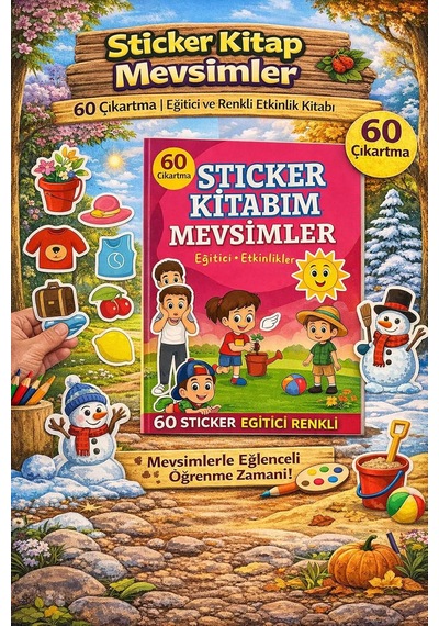 Sticker Kitabım Mevsimler - 60 Çıkartmalı Eğitici Ve Renkli Aktivite Kitabı - Çocuklar İçin
