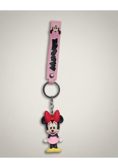 Disney Minnie Mouse Figürlü Silikon Anahtarlık Pembe - Siyah