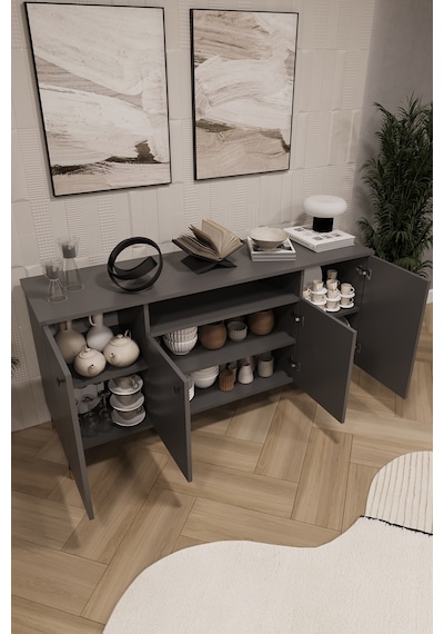 Asra Trend Lüks Konsol Tv Ünitesi %100 Mdf Salon Ve Yemek Odası Ünitesi Knsl02 Koyu Gri
