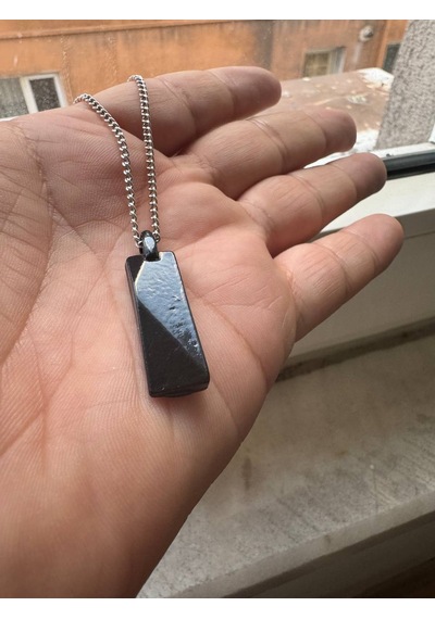 Dikdörtgen Plaka Erkek Kolye Siyah Renk Çok renkli