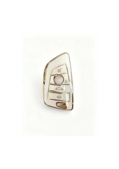 Autohan Keys Bmw G30, G20, G10, G40 Akıllı Anahtar İçin Yüksek Kalite Silikon Koruma Kılıfı, Beyaz Altın, Nano