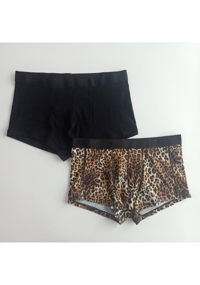 Bonbon Erkek 2'li Paket Pamuklu Leopar Ve Siyah Renk Boxer Bb2823 Çok Renkli