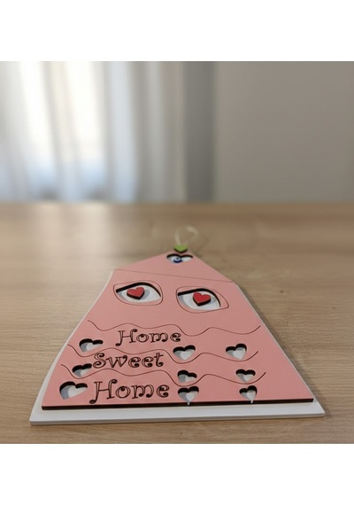 Home Sweet Home Ahşap Kapı Süsü - Nazar Boncuklu Ve Kalp Detaylı Duvar Dekoru - Yeni Ev Hediyesi