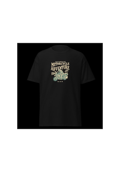 Wildstyle Motorcycle Adventure Motosiklet Macera Vintage Yol Baskılı Unisex Bisiklet Yaka Pamuklu Tişört - Siy
