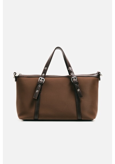 K&S Kemer Detaylı Mini Tote Çanta Kahve