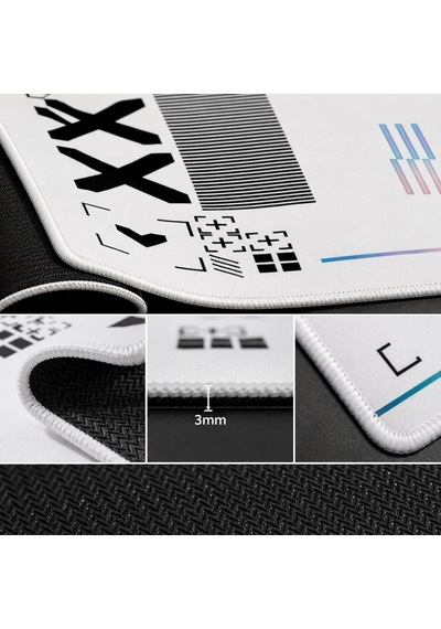 Grıd Xxl Mouse Pad 90x40 Cm, Büyük Masa Matı, 3 Mm Dikişli Kenar, Kaymaz Kauçuk Taban, Gaming Mousepad White Gr