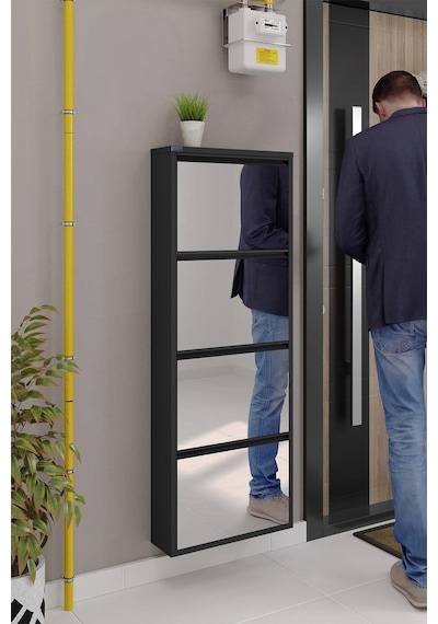 Ceha 4'lü Metal Ayakkabılık - Siyah/Aynalı K.AYK-4/A/P9005