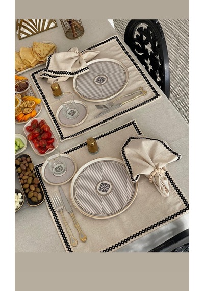 Dnc Home Tekstil Organik Ham Keten Peçete Takımı 6'lı + Ahşap Toka