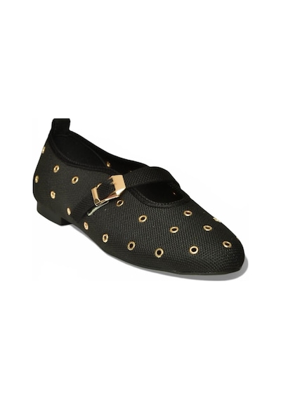 Fox Shoes Y820410104 Siyah Triko Kumaş Kadın Babet Siyah