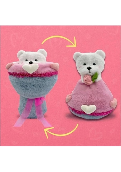 Sevgi Buketi Peluş Ayıcıklı Peluş Çiçek Buketi 40 Cm Mavi
