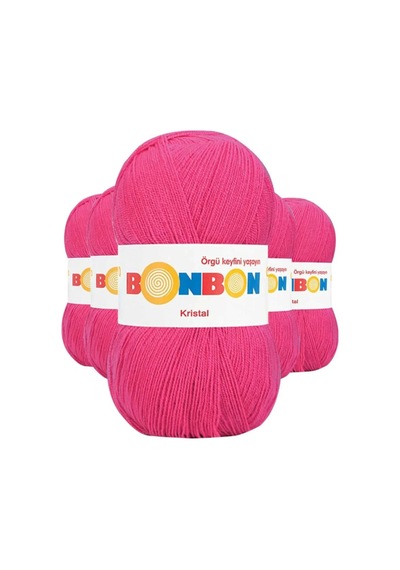 5 Adet Kristal El Örgü Lif İpi Koyu Pembe 98403 - Bonbon Mudanis