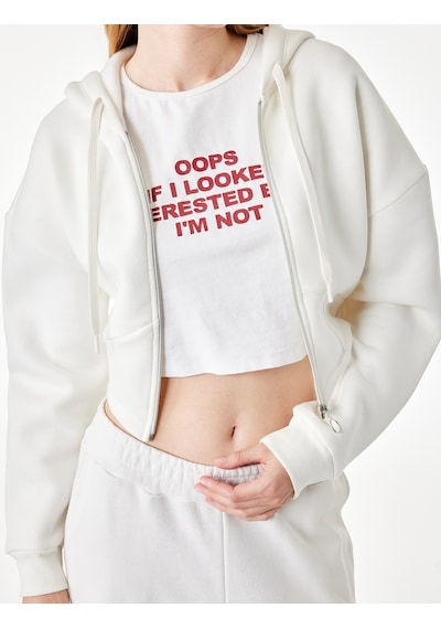 Koton Şardonlu Uzun Kollu Kapüşonlu Korse Detaylı Fermuarlı Crop Sweatshirt Ekru 7wal10059ık Koton Şardonlu Uzun Kollu Kapüşonlu Korse Detaylı Fermuarlı Crop Sweatshirt Ekru 7wal10059ık
