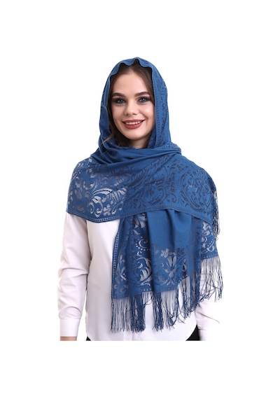 Narin Pamuk Tül Şal Lacivert 60x160