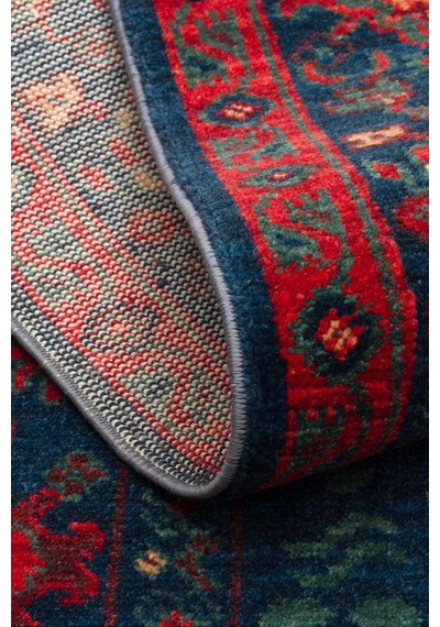 Hoom Rugs Cadis Kdm 03 Navy Vintage El Emeği Yüksek Kara Tezgah Halısı Kırmızı - Mavi