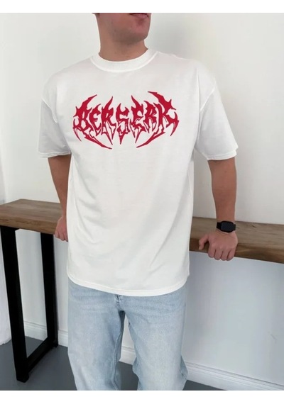 Efnaz Style Erkek Baskılı T-shirt Yazlık Kısa Kol Bisiklet Yaka Rahat Kalıp Tişört - Beyaz