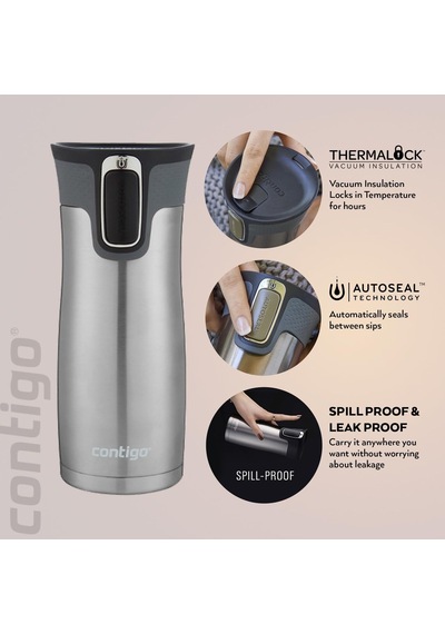 Westloop Autoseal Termos Bardak 470 Ml Gri Çok Renkli
