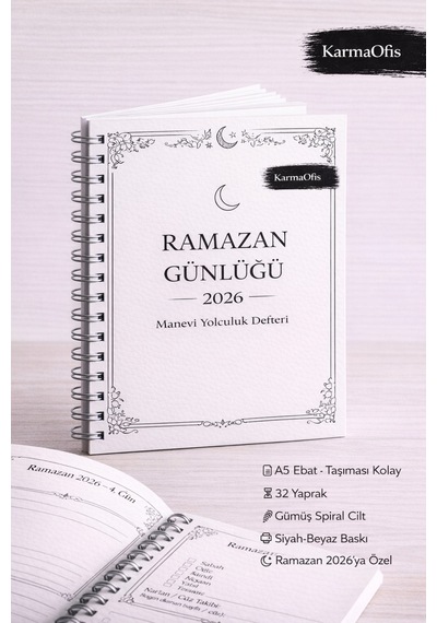 Ramazan Günlüğü 2026 Manevi Yolculuk Defteri A5 Spiralli Beyaz
