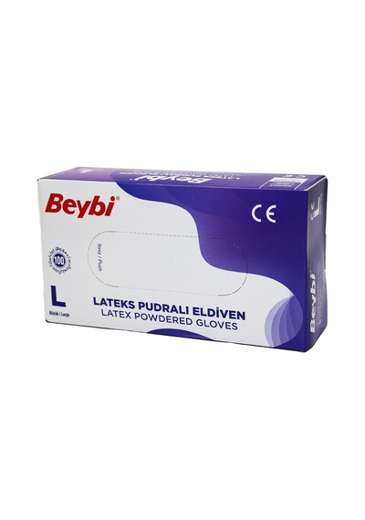 Beybi Pudralı Muayene Eldiveni L 100'lü