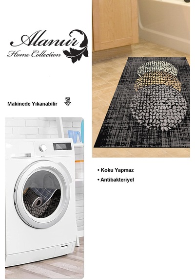 Dekoreko Kaymaz Taban Djt Banyo Halısı Star Pamuk Modern E4052 Bej Krem Mavi