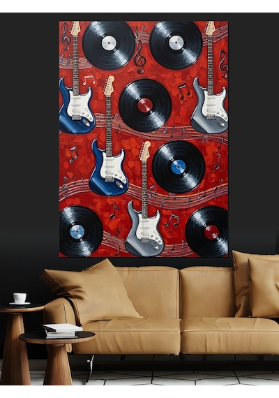 Ahşap Tablo Plak Müzik Retro Detay
