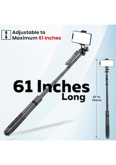L16 Selfie Çubuğu Uzaktan Kumandalı 157 Cm Tripod Özçekim 360 Derece Alüminyum Masa Üstü Tripod 9M938ATDiğer