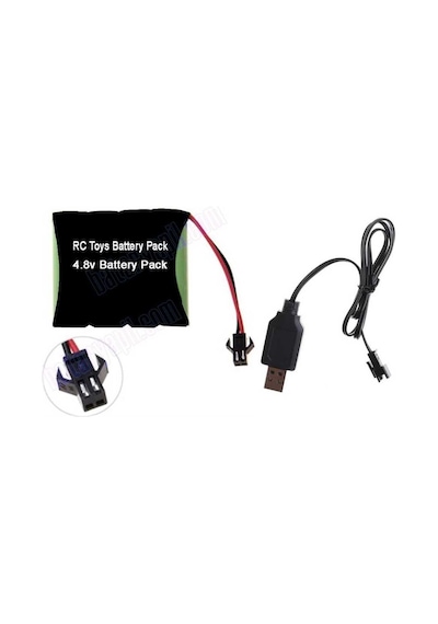 Tnl 4.8V 1100Mah Siyah Soketli  Oyuncak Araba Pili ve Usb Şarj Cih