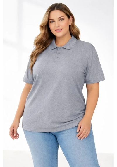 Buğrahayalin Pike Kumaş Düğmeli Yaka Battal Büyük Beden Günlük Kısa Kol Tişört T-shirt - Gri Gri Buğrahayalin Pike Kumaş Düğmeli Yaka Battal Büyük Beden Günlük Kısa Kol Tişört T-shirt - Gri Gri