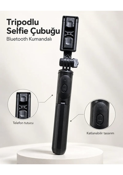 Fotoğraf Ve Video Çekimleri İçin Kablosuz Kumandalı Telefon Selfie Çubuğu