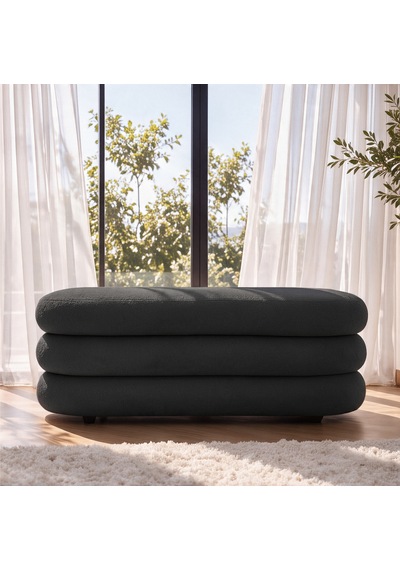 İnarch Dizayn Naturis Sandıklı Bench Depolama Alanlı Modern Puf Koyu Gri