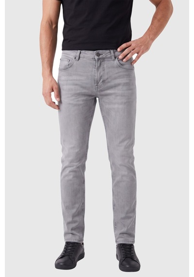 Deepsea Erkek Slim Fit Dar Kesim Likralı Gri Kot Pantolon Yumuşak Dokulu Esnek Jean 2600816