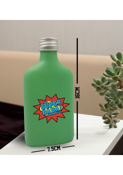 Bk Gift Kişiye Özel İsimli Baba Temalı Yeşil Tasarım Cam Şişe Kolonya 200 ML 5
