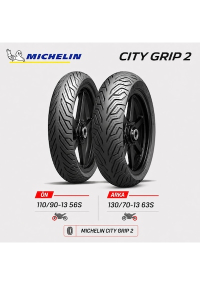 Michelin City Grip 2 110/90-13 56s - 130/70-13 63s Ön Arka Motosiklet Lastik Takımı