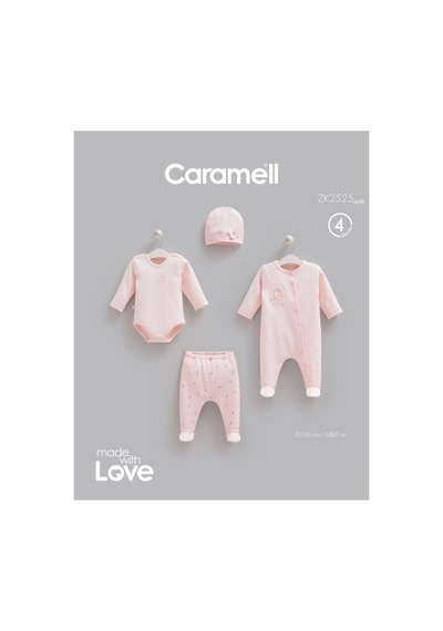 Caramell Kız Bebek Yeni Sezon 4lü Hastane Çıkışı Love Bunny 2525 Pembe Pembe