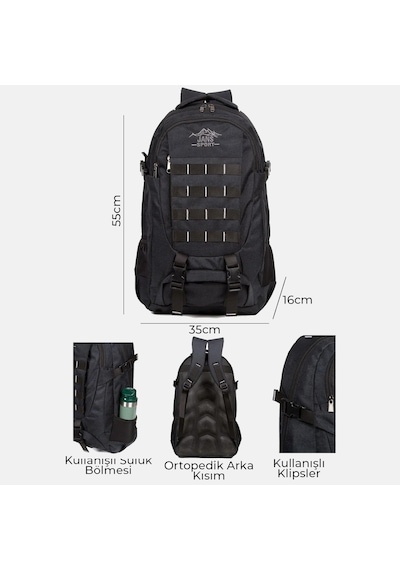Lederax 50lt Geniş Hacimli Dağcı Çantası Sırt Çantası Ld598 Siyah