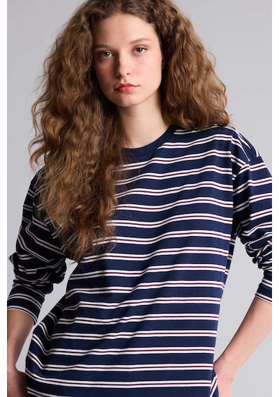 Defacto Loose Fıt Bisiklet Yaka Sweatshirt F7758ax26spnv248 Lacivert-nv248