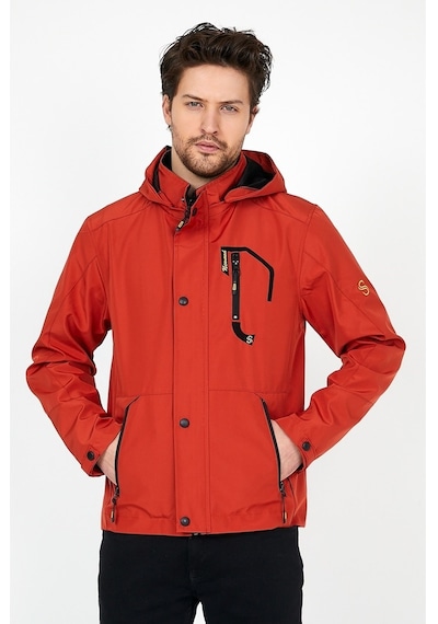 Sivaist Yeni Sezon Erkek Turuncu Softshell Kapüşonlu Iç Cepli Mont