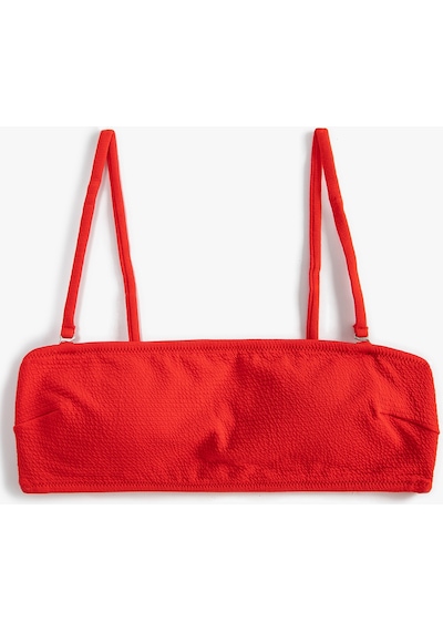 Koton Straplez Bikini Üstü Dokulu Kaplı Kırmızı 3sak10101bm 3SAK10101BM410
