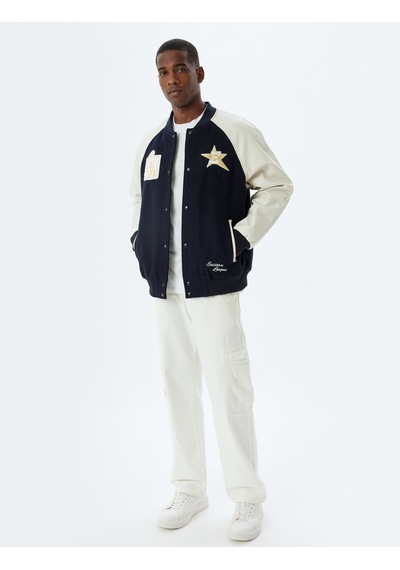 Koton Kolej Ceket Baskılı Bomber Yaka Slim Fit Cepli Çıt Çıt Düğme Detaylı Lacivert 5wam20126hw Koton Kolej Ceket Baskılı Bomber Yaka Slim Fit Cepli Çıt Çıt Düğme Detaylı Lacivert 5wam20126hw