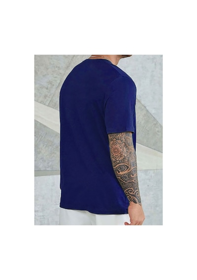 Medinenur Unisex Believe Baskılı Bisiklet Yaka Tshirt Mavi